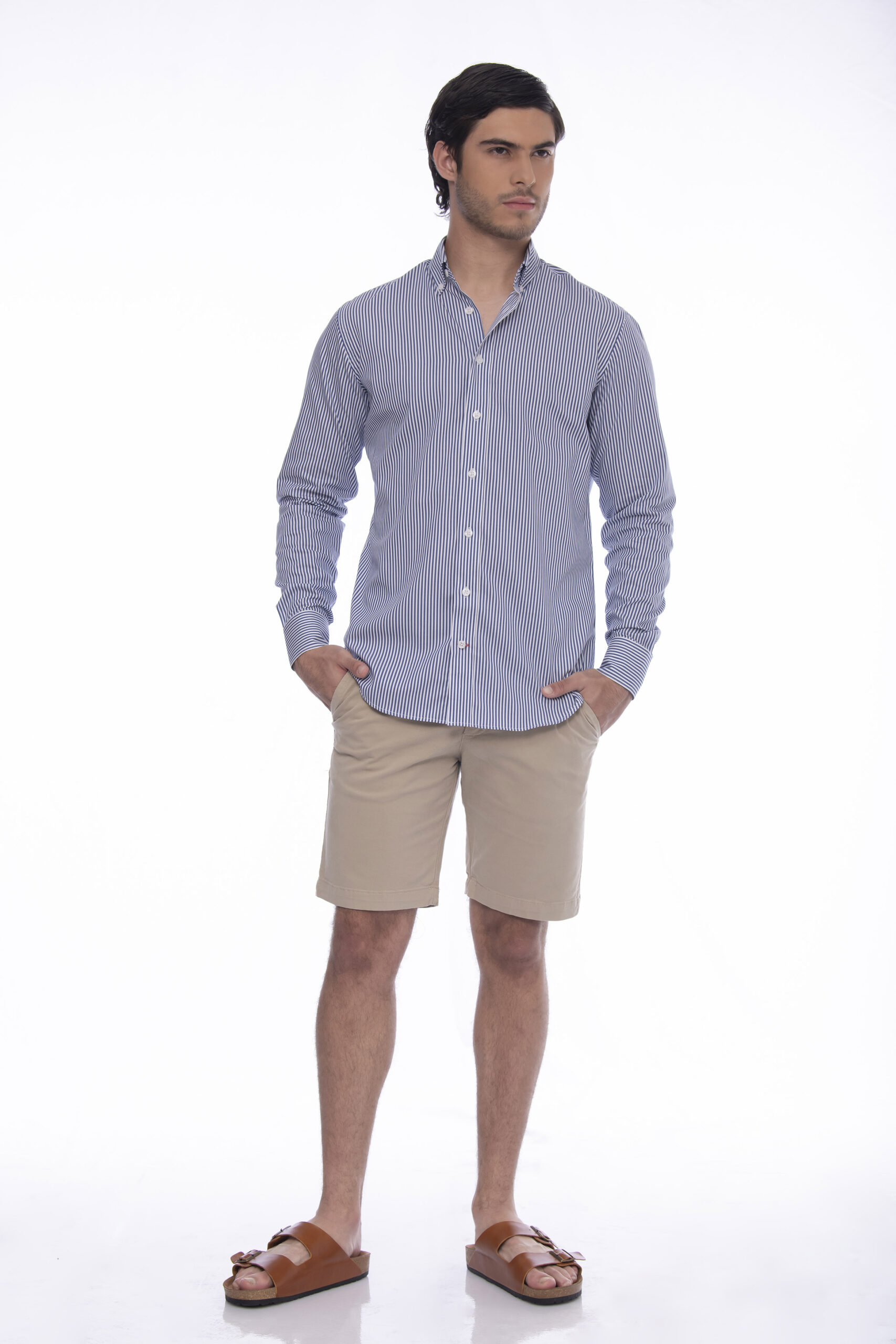 Camisa Algodón Azul Rayas - SKU 1052537027