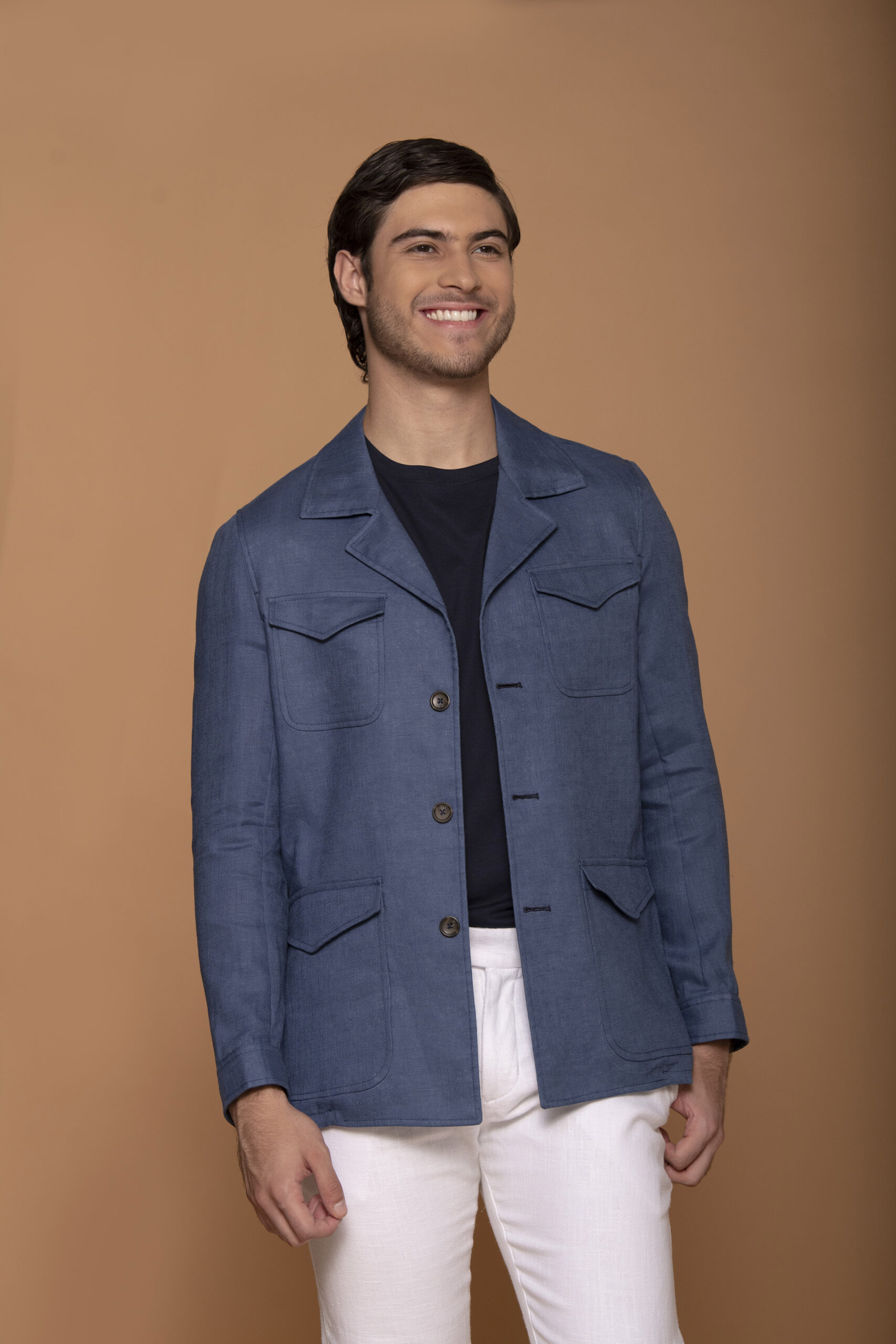 Chaqueta Safari Lino Azul Spark - SKU 70425012