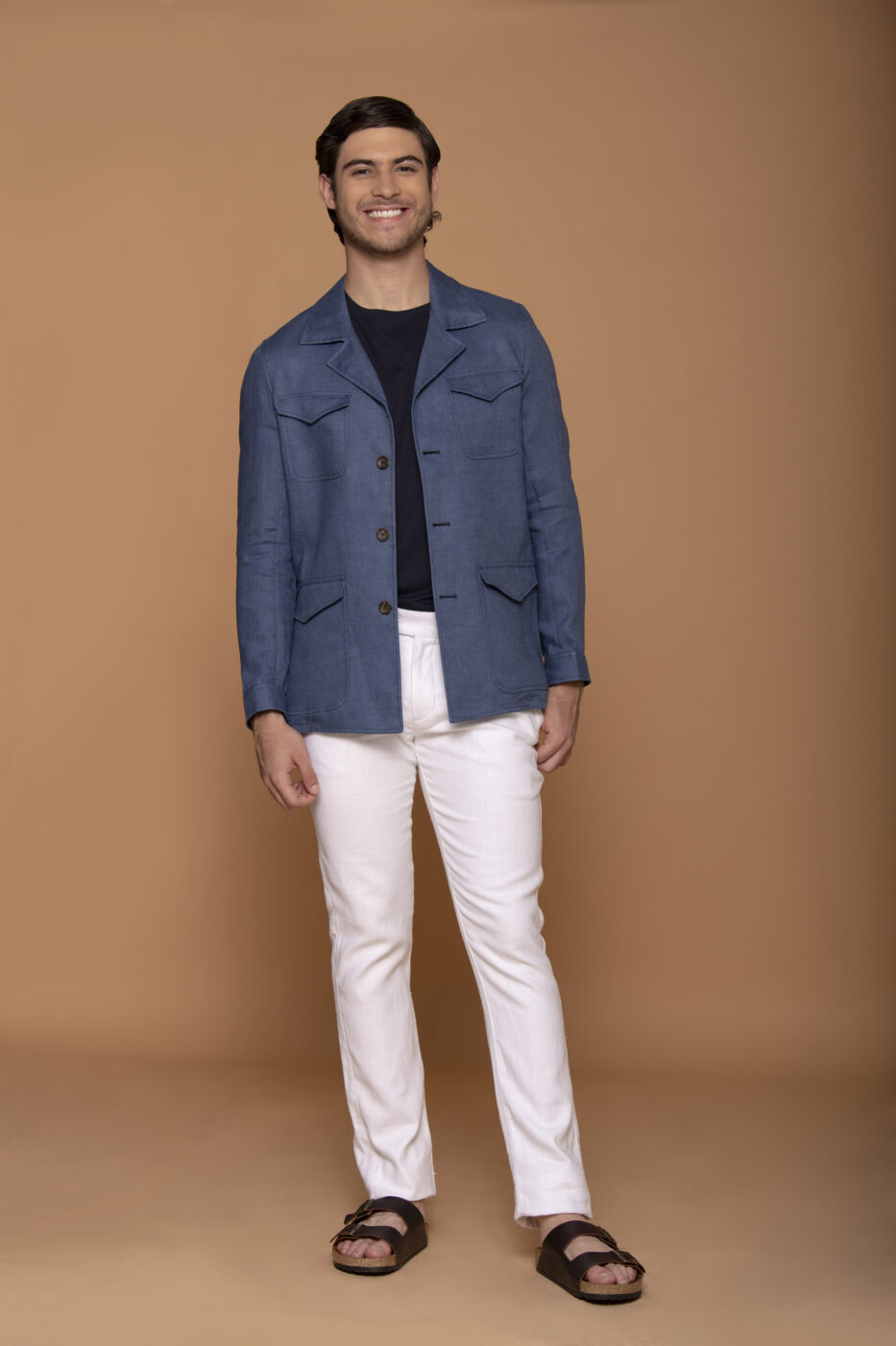 Chaqueta Safari Lino Azul Spark - SKU 70425012