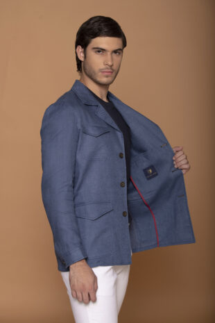 Chaqueta Safari Lino Azul Spark - SKU 70425012