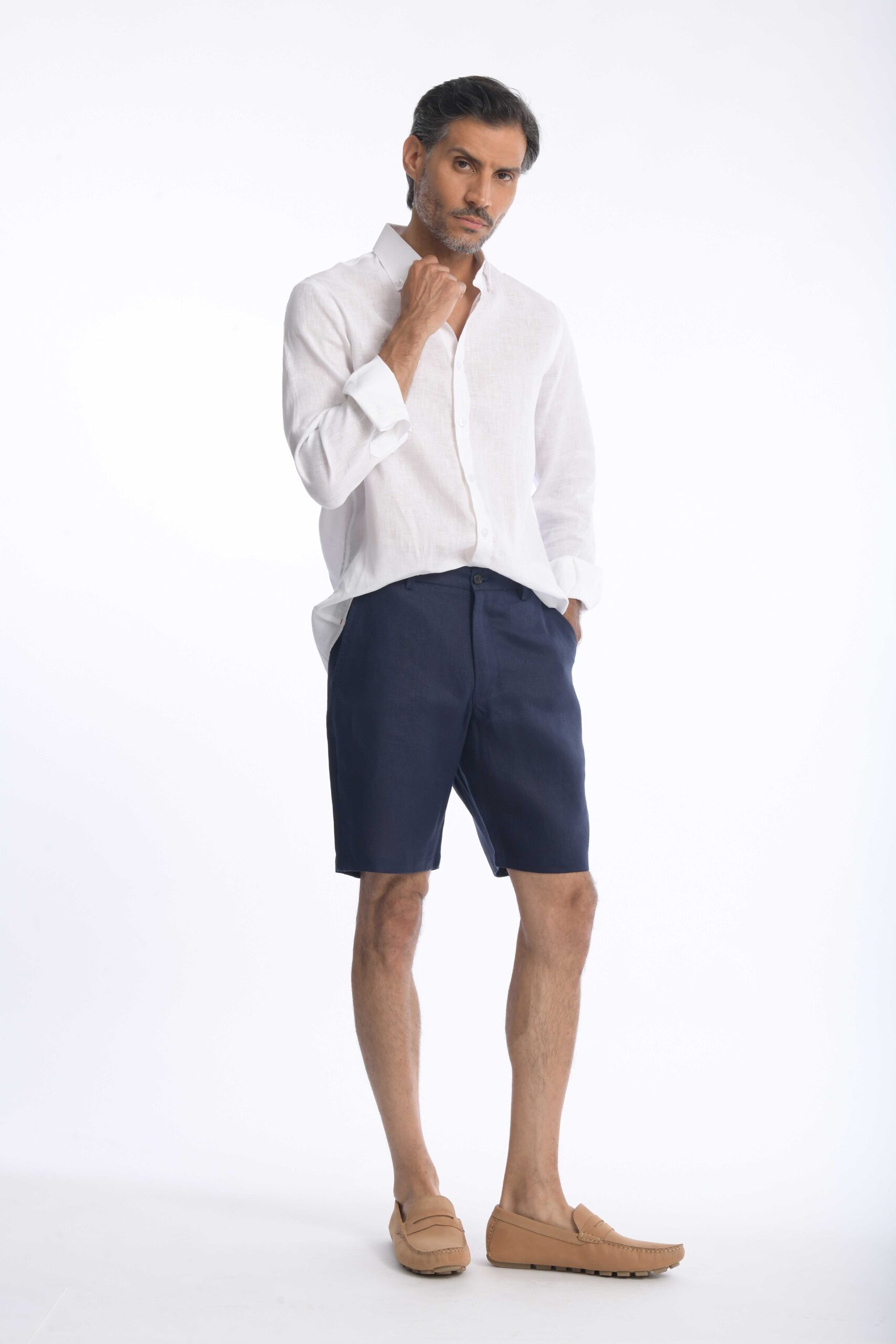 Bermuda Lino Azul Navy