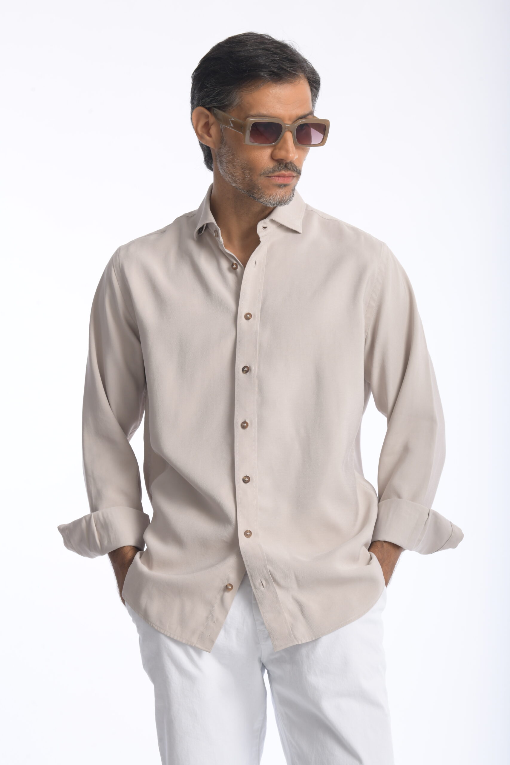 Camisa Cefiro Beige Claro - Imagen 4