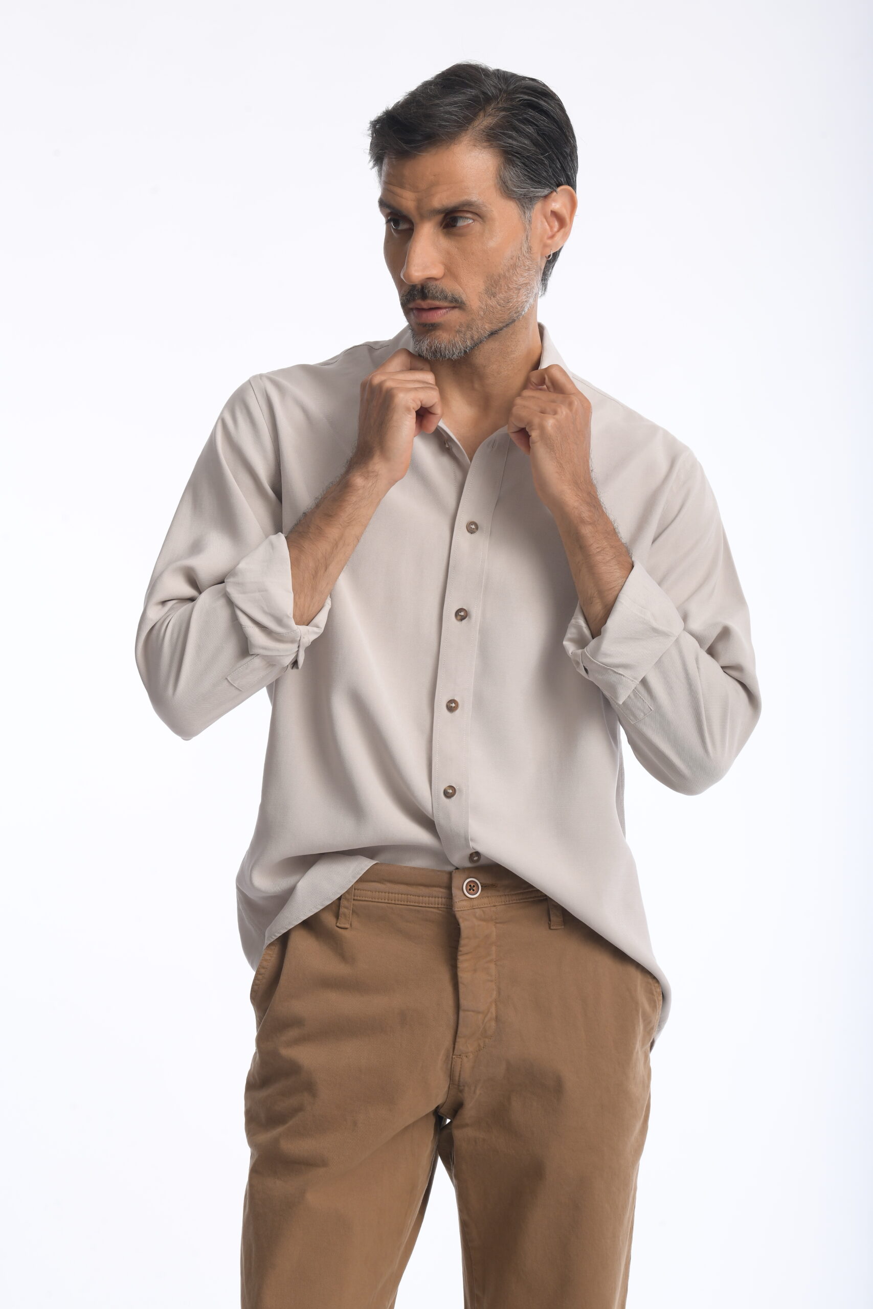 Camisa Cefiro Beige Claro - Imagen 3