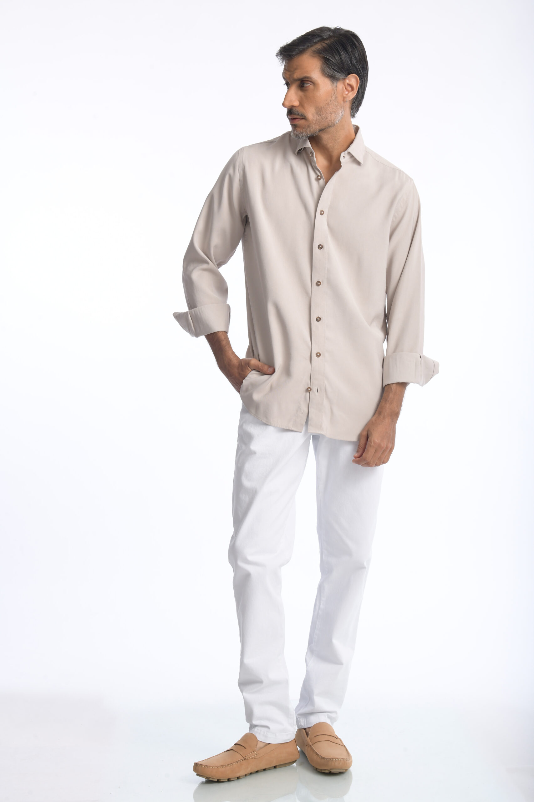 Camisa Cefiro Beige Claro - Imagen 2