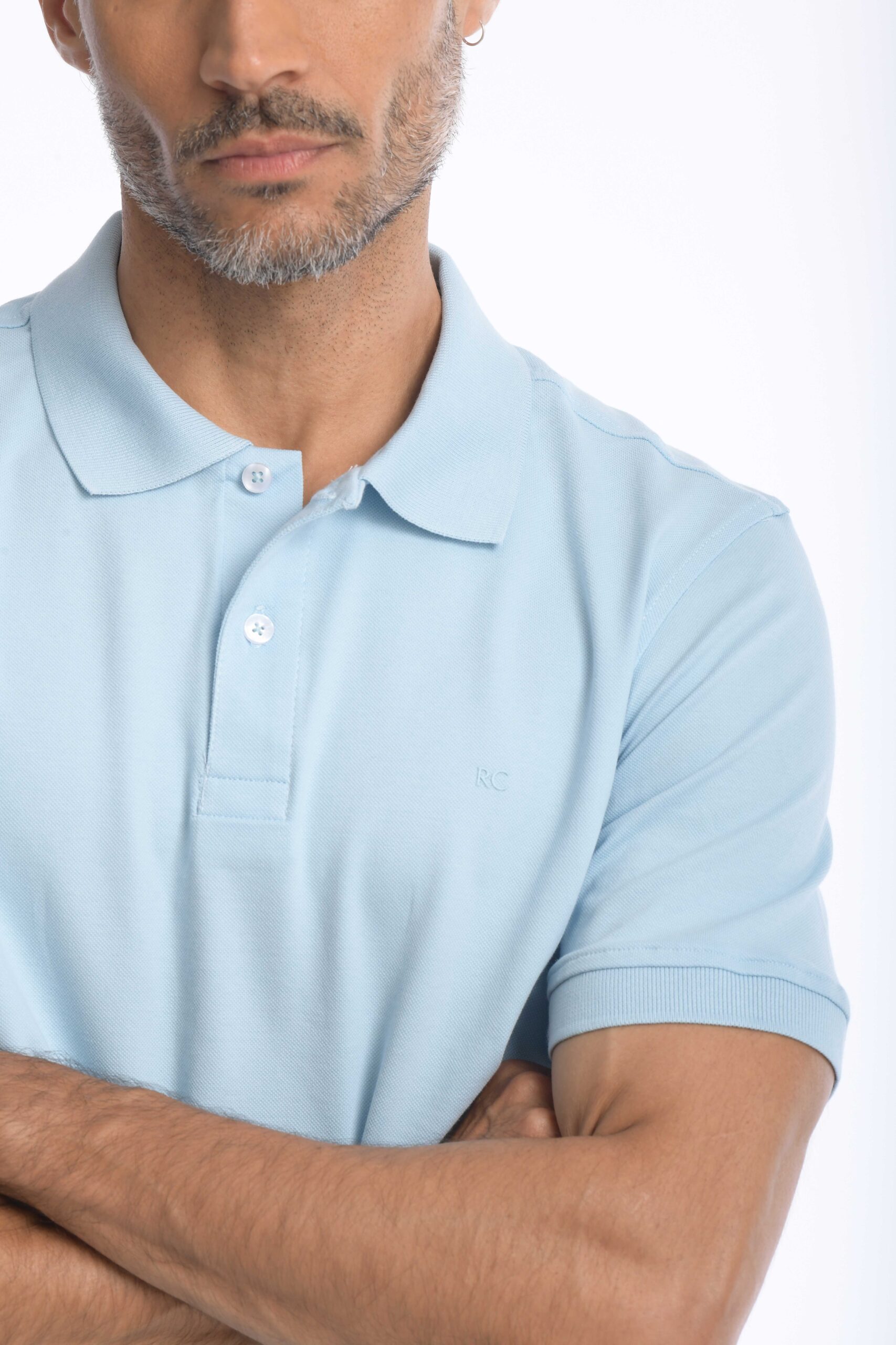 Camiseta Polo 100% Algodón Slim Azul Celeste - Imagen 4