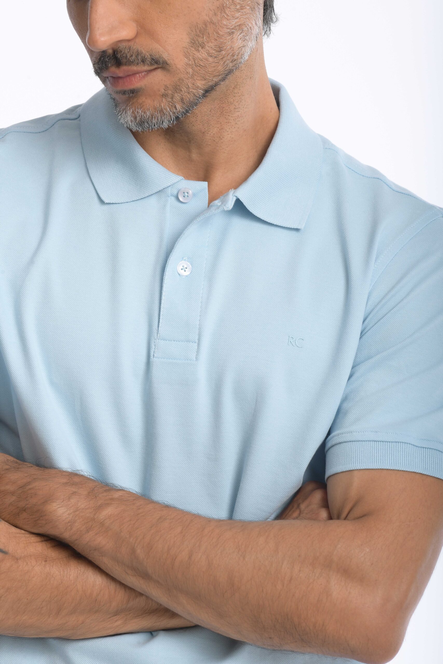 Camiseta Polo 100% Algodón Slim Azul Celeste - Imagen 3