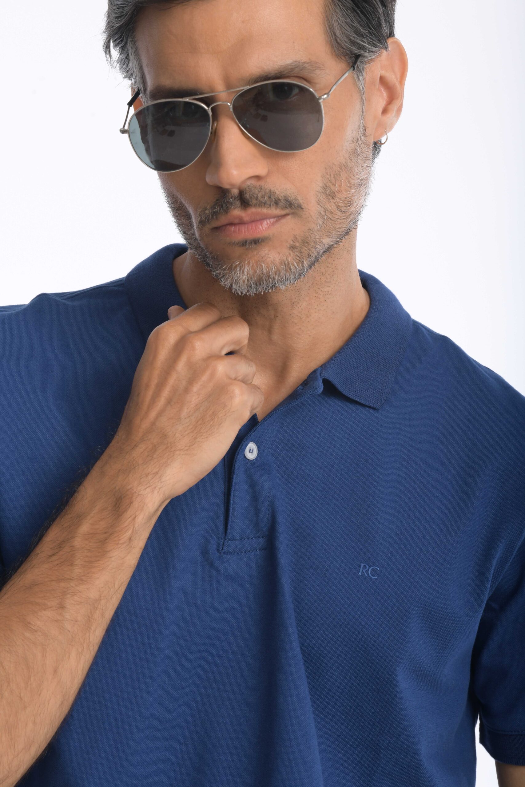 Camiseta Polo 100% Algodón Slim Azul Medio - Imagen 2